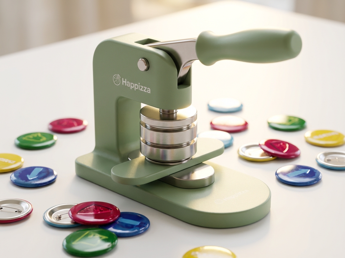 Button press machine with colorful buttons