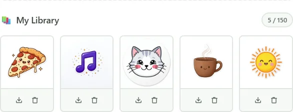 A grid of saved button designs in the My Library panel
