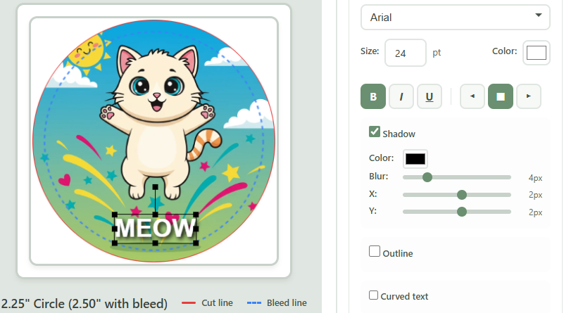 Text layers with arc text on a button design
