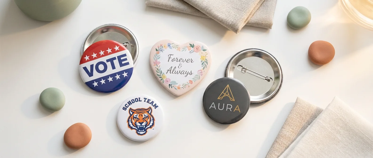 Custom pin-back button designs