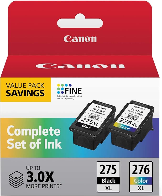 Canon PG-275XL black and CL-276XL color ink cartridge value pack
