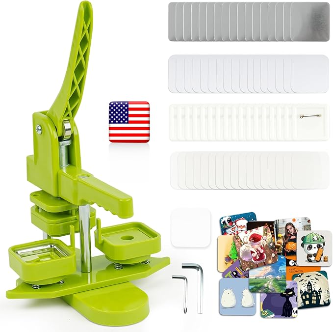 Happizza square button maker machine 50mm with 100 parts