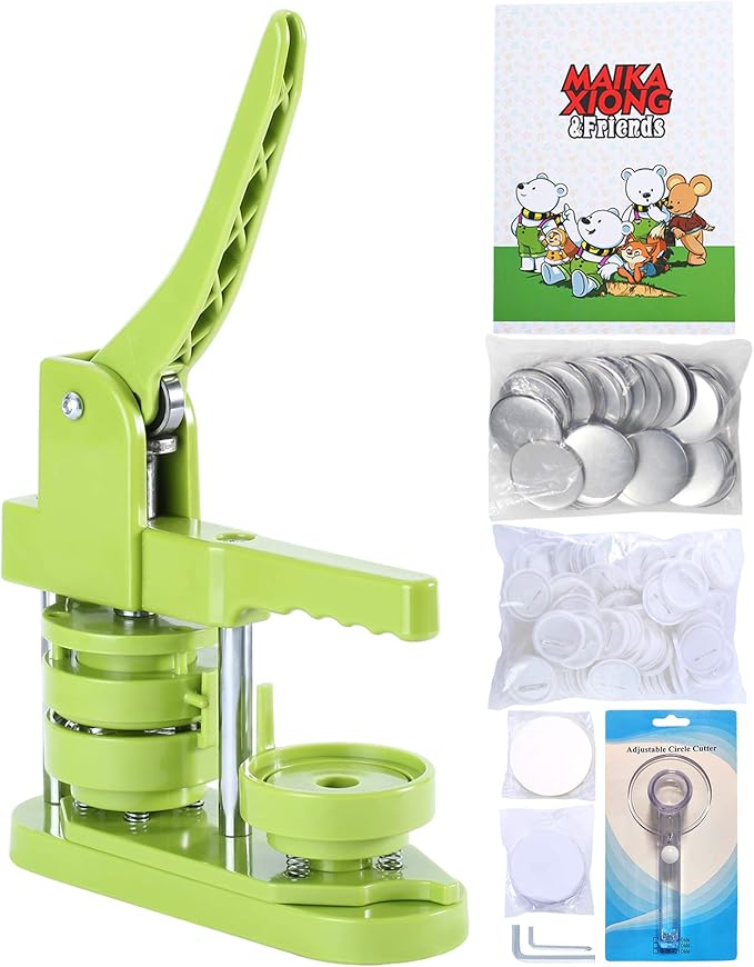 Happizza 3rd generation 2.25 inch button maker machine with parts and circle cutter